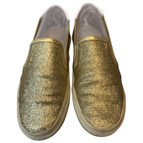 Pre-owned Saint Laurent Glitter Trainers In Gold