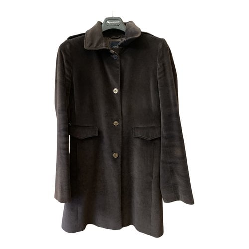 Pre-owned Fay Velvet Coat In Brown