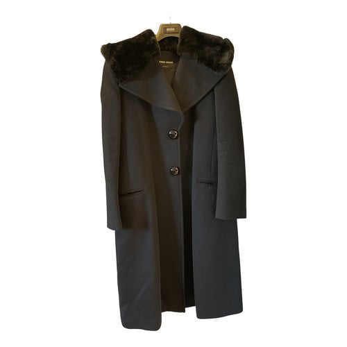 Pre-owned Giorgio Armani Leather Coat In Black