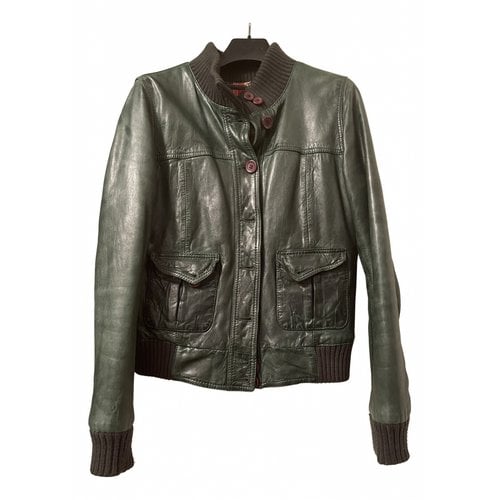 Pre-owned Le Sentier Leather Jacket In Green