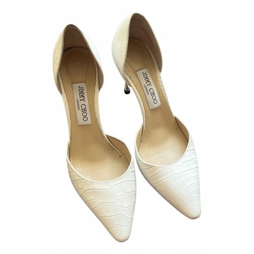 Pre-owned Jimmy Choo Exotic Leathers Heels In White