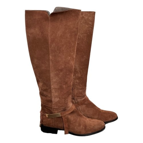 Pre-owned Trussardi Leather Cowboy Boots In Camel