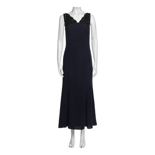 Pre-owned Monique Lhuillier Maxi Dress In Navy