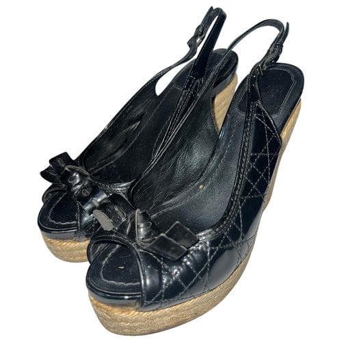 Pre-owned Dior Leather Espadrilles In Black