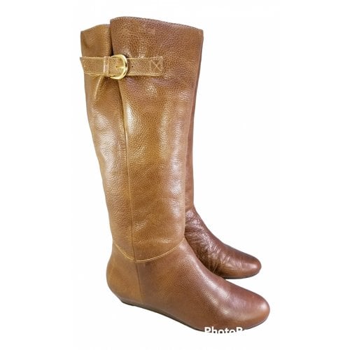 Pre-owned Steve Madden Leather Riding Boots In Brown
