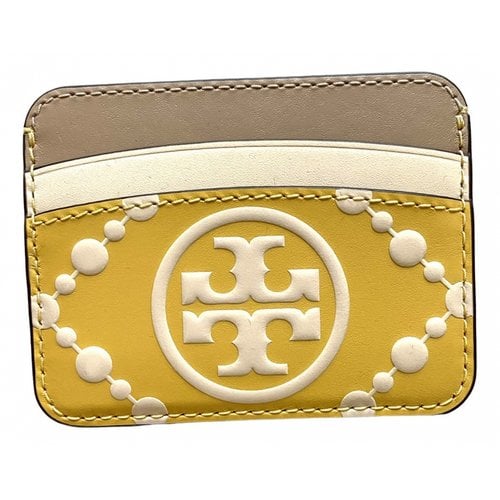Pre-owned Tory Burch Leather Card Wallet In Yellow