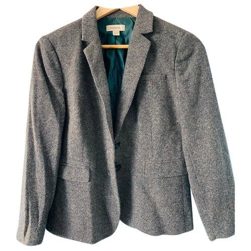 Pre-owned Fossil Wool Suit Jacket In Grey