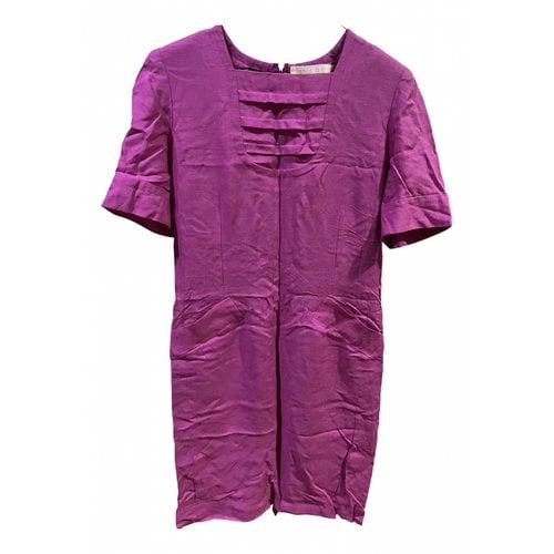Pre-owned Nina Ricci Linen Mid-length Dress In Purple