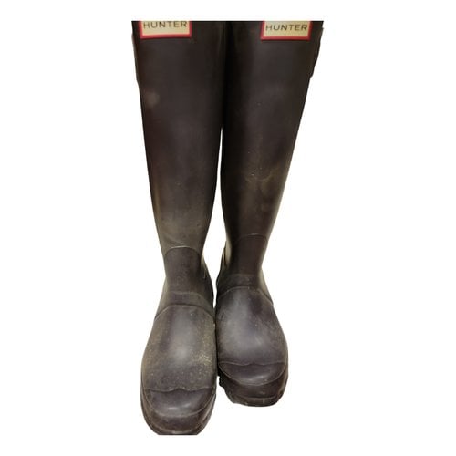 Pre-owned Hunter Wellington Boots In Purple