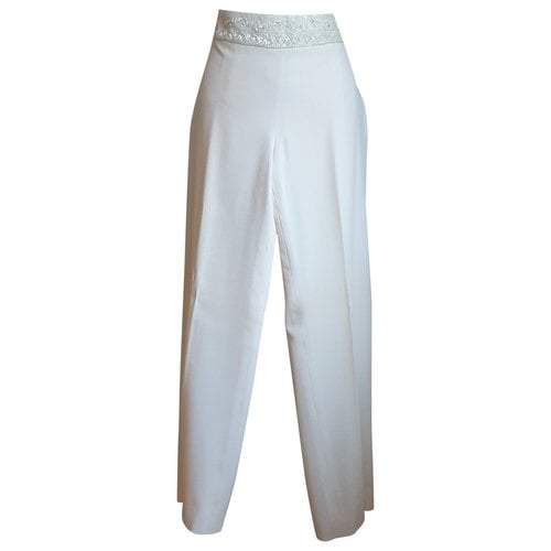 Pre-owned Valentino Wool Straight Pants In White
