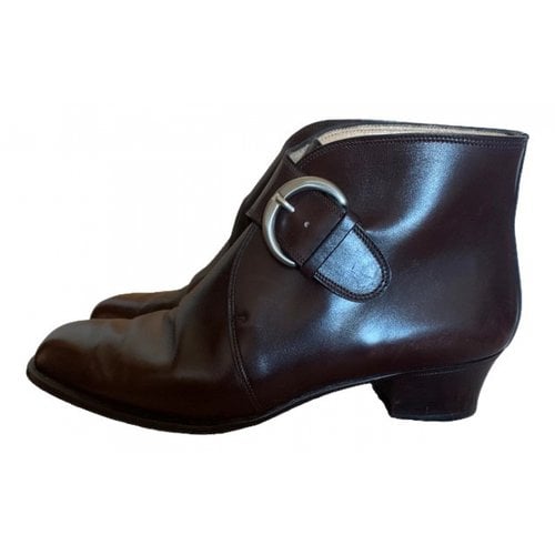 Pre-owned Barrett Leather Ankle Boots In Brown