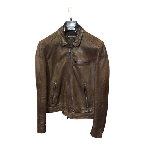 Pre-owned Emporio Armani Leather Jacket In Green