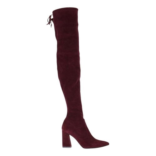 Pre-owned Stuart Weitzman Riding Boots In Burgundy