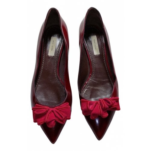 Pre-owned Marc Jacobs Vegan Leather Ballet Flats In Burgundy