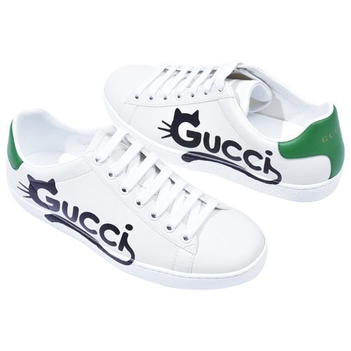 Pre-owned Gucci Leather Trainers In White