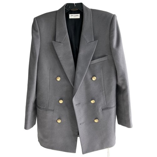 Pre-owned Saint Laurent Wool Blazer In Grey