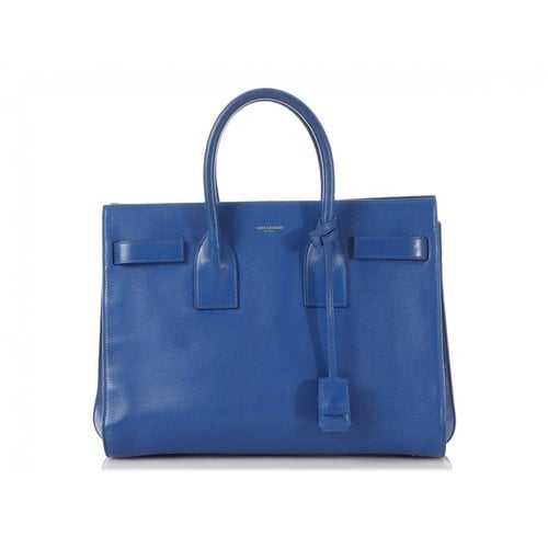 Pre-owned Saint Laurent Leather Tote In Blue