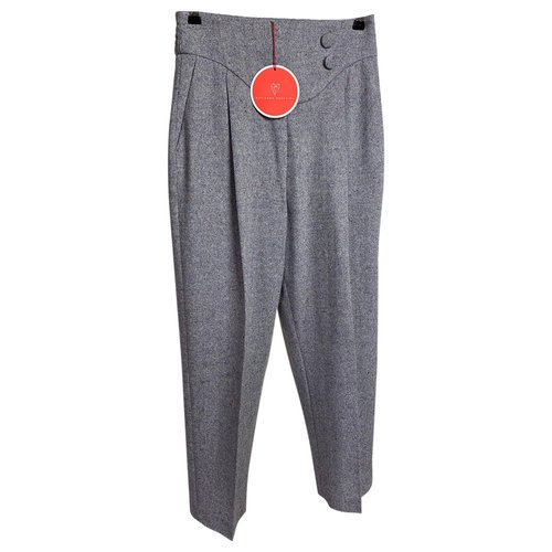 Pre-owned Marianna Senchina Wool Straight Pants In Grey