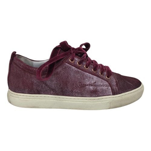 Pre-owned Lanvin Leather Trainers In Burgundy