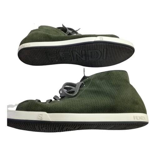 Pre-owned Fendi Cloth High Trainers In Green