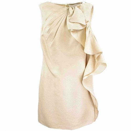 Pre-owned Valentino Silk Mini Dress In Beige