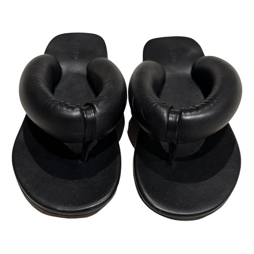 Pre-owned Staud Vegan Leather Sandals In Black
