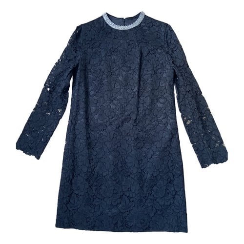 Pre-owned Saint Laurent Lace Mini Dress In Navy