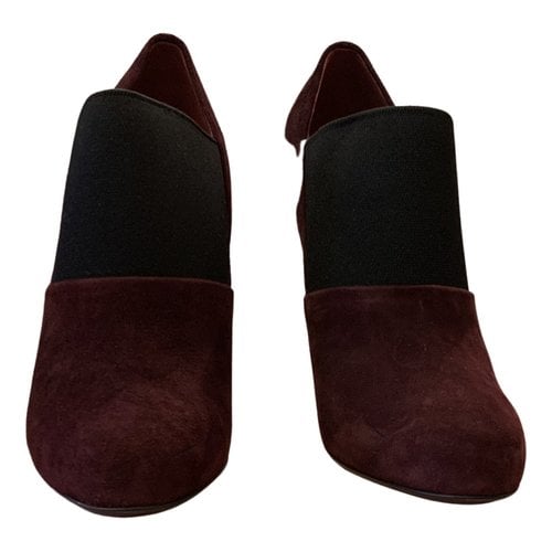 Pre-owned Miu Miu Ankle Boots In Burgundy