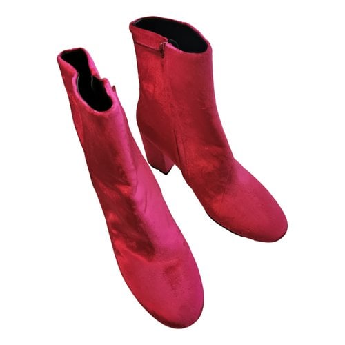 Pre-owned Balenciaga Velvet Ankle Boots In Red