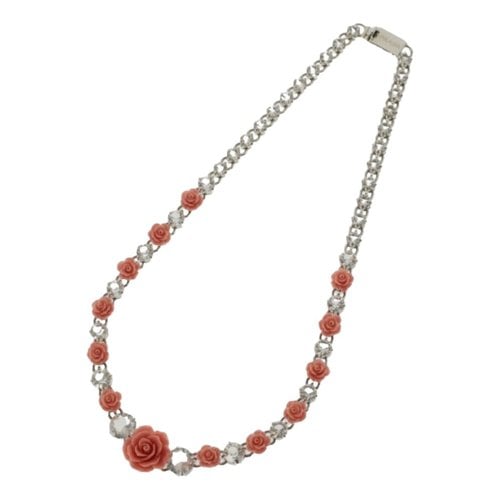 Pre-owned Prada Crystal Necklace In Silver