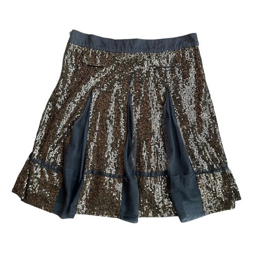 Pre-owned Patrizia Pepe Glitter Mid-length Skirt In Gold