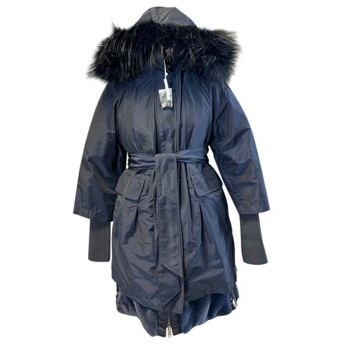 Pre-owned Max & Co Faux Fur Puffer In Blue