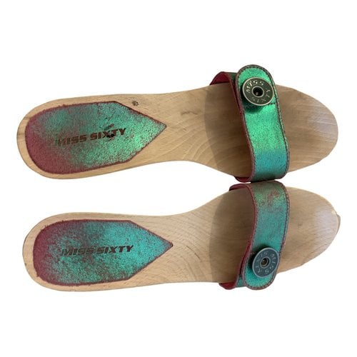 Pre-owned Miss Sixty Leather Mules & Clogs In Green