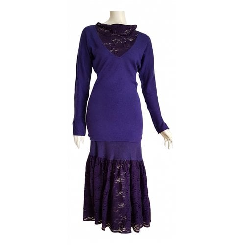 Pre-owned Fendi Wool Mid-length Dress In Purple