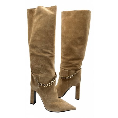 Pre-owned Versace Boots In Camel