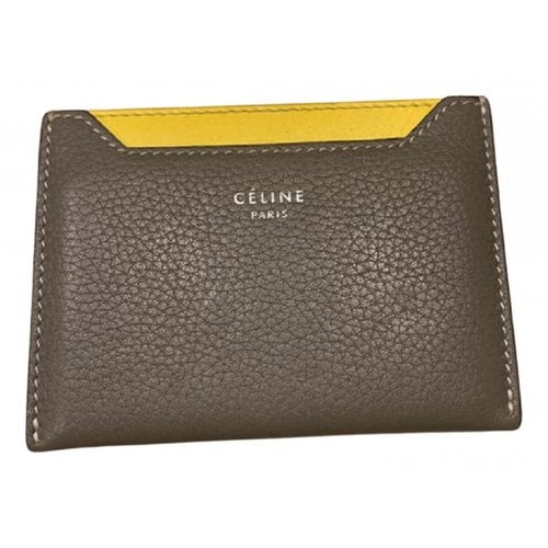 Pre-owned Celine Leather Card Wallet In Brown