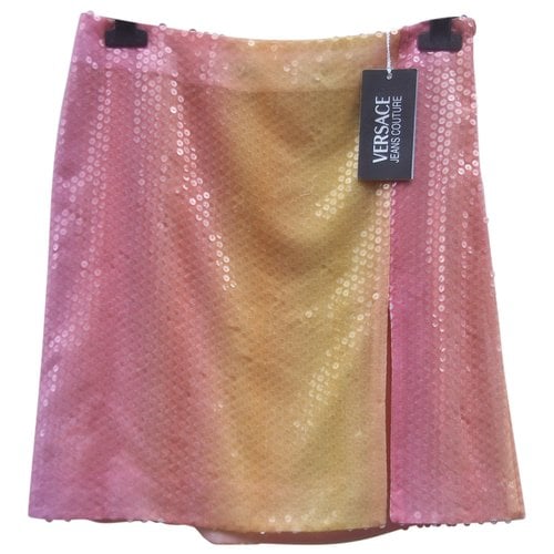 Pre-owned Versace Glitter Mini Skirt In Multicolour