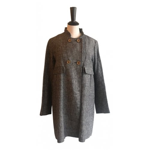 Pre-owned Les Prairies De Paris Wool Coat In Grey