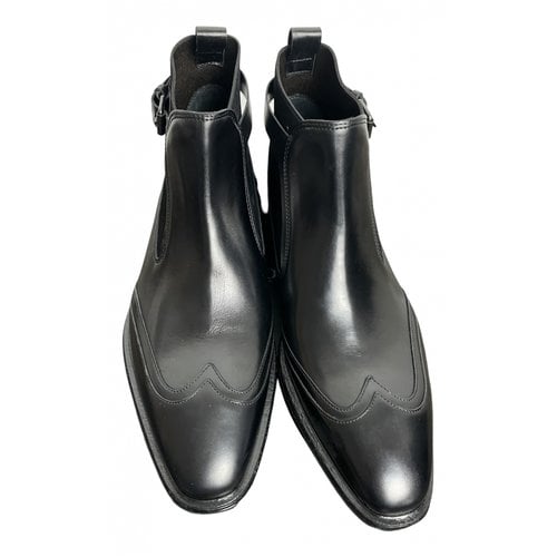 Pre-owned Hugo Boss Leather Boots In Black