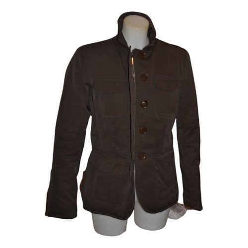 Pre-owned Moncler Peacoat In Brown