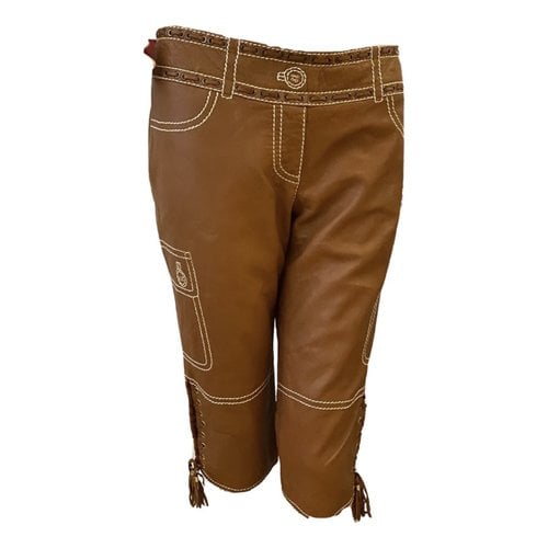 Pre-owned Roberto Cavalli Leather Short Pants In Brown