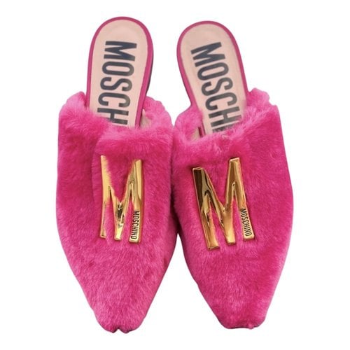 Pre-owned Moschino Faux Fur Sandals In Pink