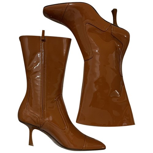 Pre-owned Zimmermann Patent Leather Boots In Brown