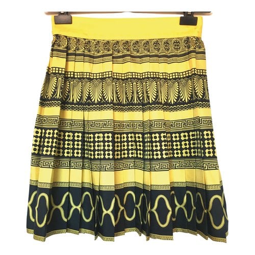 Pre-owned Versace Silk Mini Skirt In Yellow
