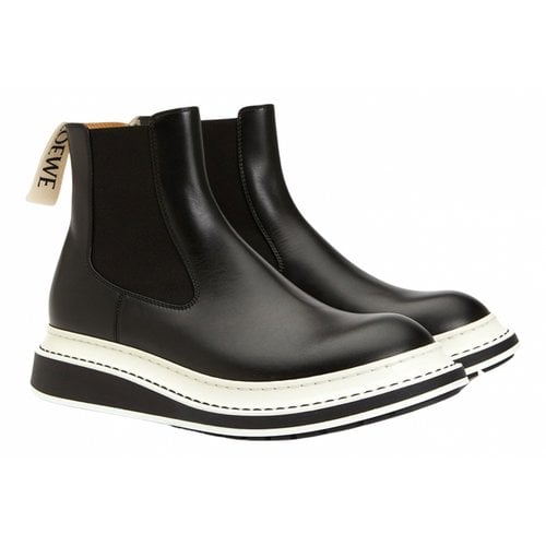 Pre-owned Loewe Leather Ankle Boots In Black