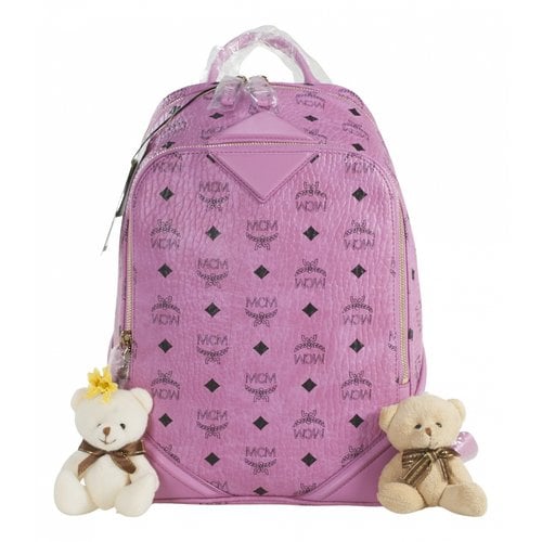 Pre-owned Mcm Stark Leather Backpack In Pink