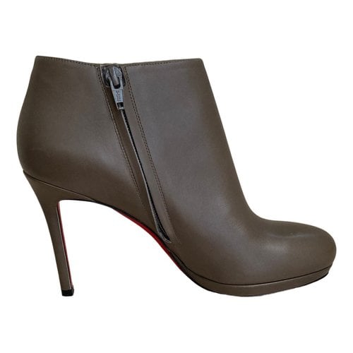 Pre-owned Christian Louboutin Leather Ankle Boots In Grey