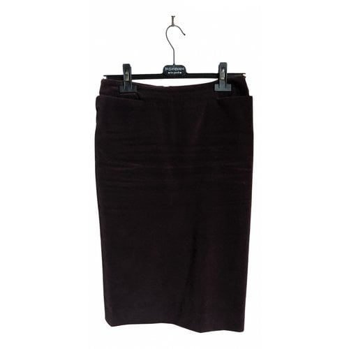Pre-owned Saint Laurent Velvet Mid-length Skirt In Burgundy