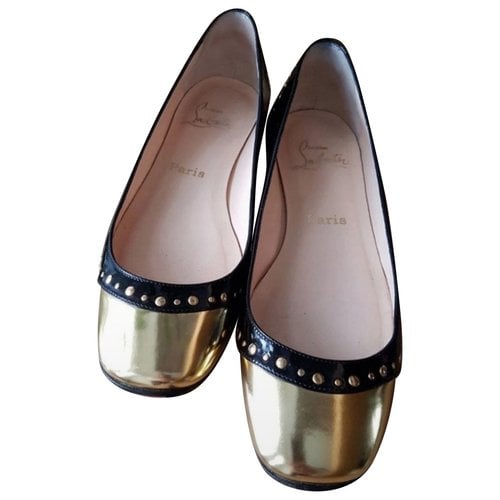 Pre-owned Christian Louboutin Patent Leather Ballet Flats In Gold