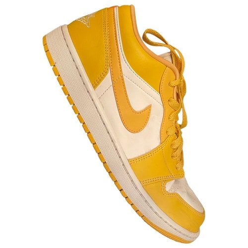 Pre-owned Jordan 1 Leather Low Trainers In Yellow